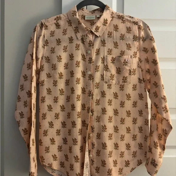 Spartina 449 Pink and Orange Floral Lois Button-Down Top - Picture 2 of 4